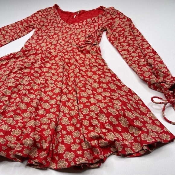 Free People Dress Pradera Faux Wrap Fairy Coquette Feminine Floral Boho Prairie - Picture 3 of 13